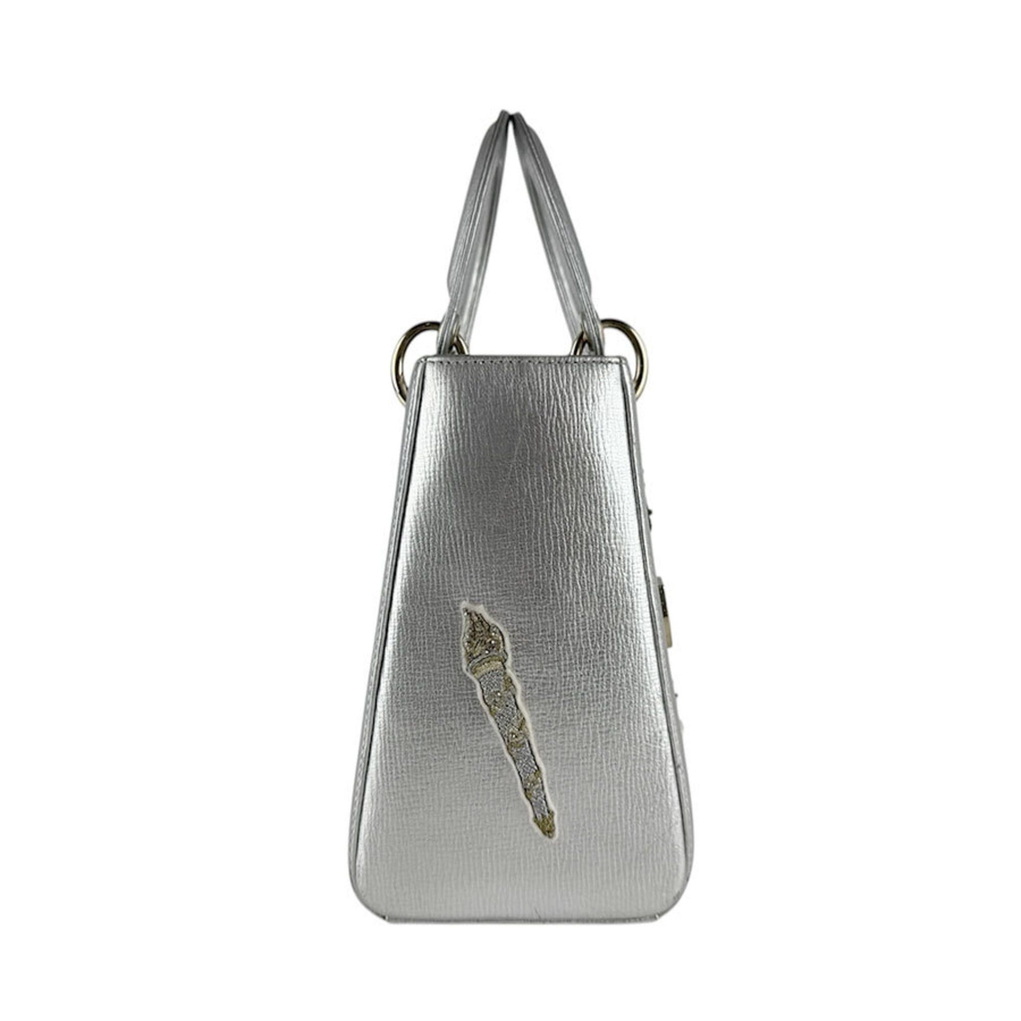 Dior Christian Dior Lady handbag/shoulder bag, leather, silver, multicolor, gold, women's, z9346 Size ONE SIZE - 2 Thumbnail