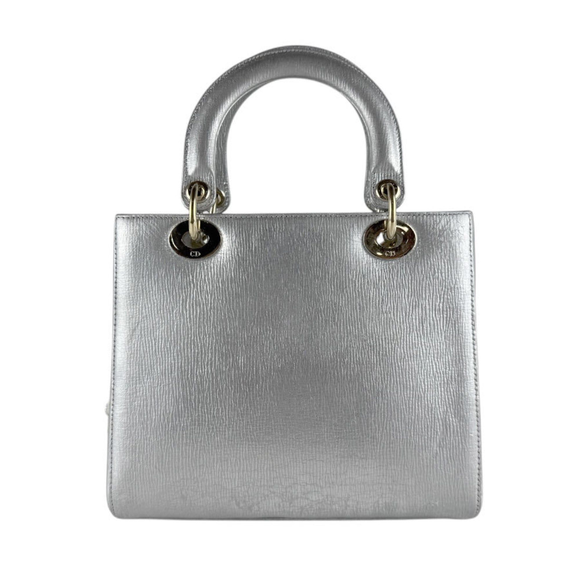 Dior Christian Dior Lady handbag/shoulder bag, leather, silver, multicolor, gold, women's, z9346 Size ONE SIZE - 3 Thumbnail
