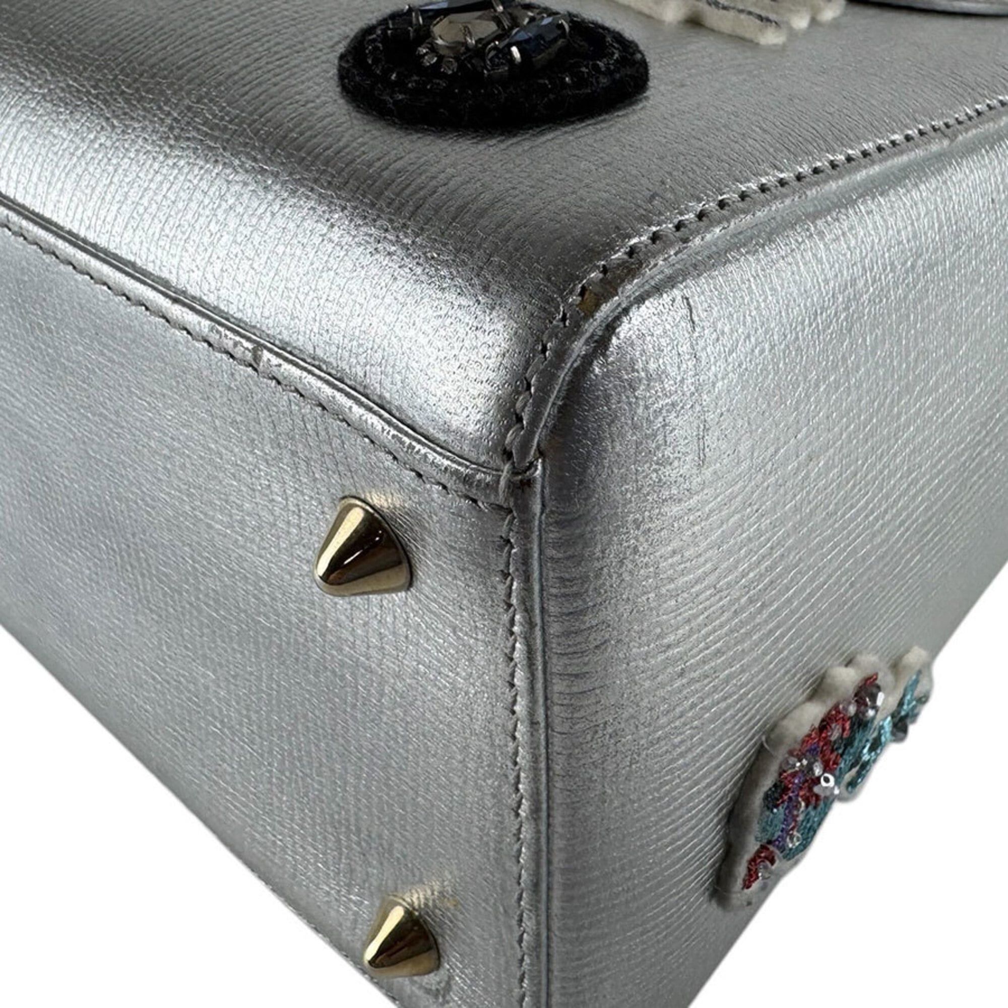 Dior Christian Dior Lady handbag/shoulder bag, leather, silver, multicolor, gold, women's, z9346 Size ONE SIZE - 9 Thumbnail