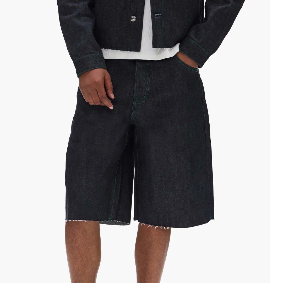 Purple Brand P070 Long Shorts Raw Dark Indigo Size US 36 / EU 52 - 2 Thumbnail