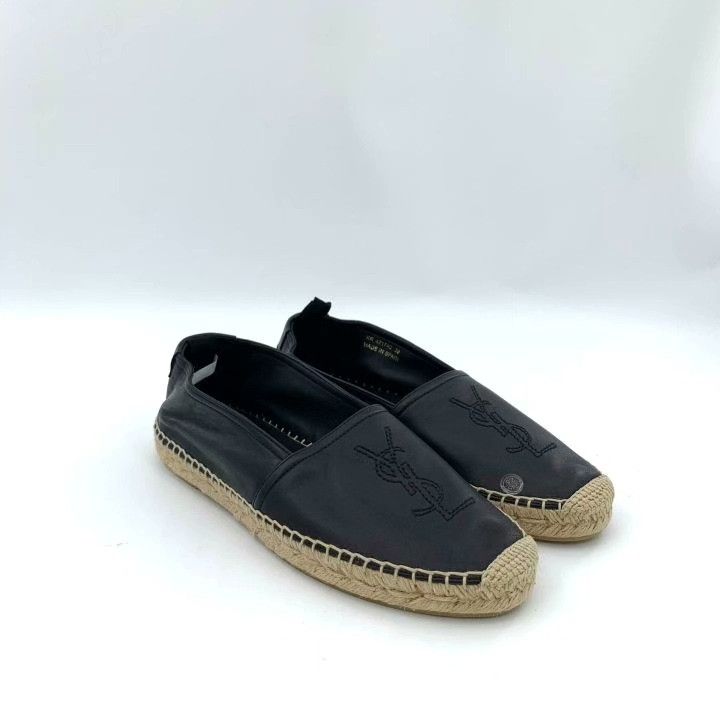 Yves Saint Laurent Saint Laurent Black Logo Slip-On Fisherman Shoes Size US 8 / IT 38 - 2 Thumbnail