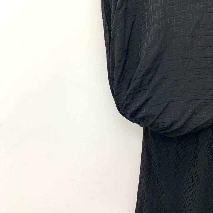 Celine Celine Black Logo Silk Asymmetric Dress Size S / US 4 / IT 40 - 4 Thumbnail