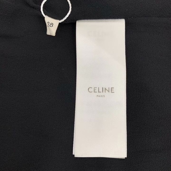 Celine Celine Black Logo Silk Asymmetric Dress Size S / US 4 / IT 40 - 7 Thumbnail