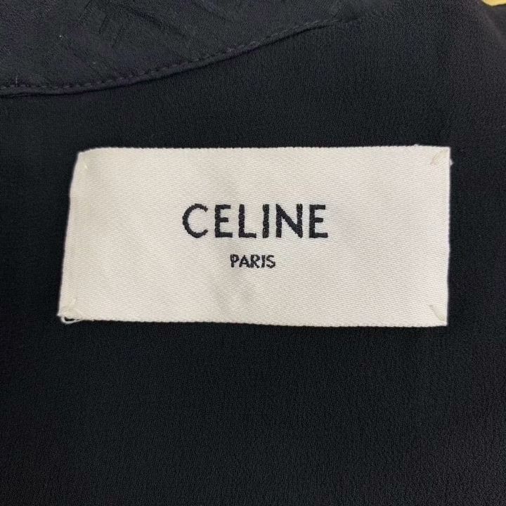 Celine Celine Black Logo Silk Asymmetric Dress Size S / US 4 / IT 40 - 6 Thumbnail