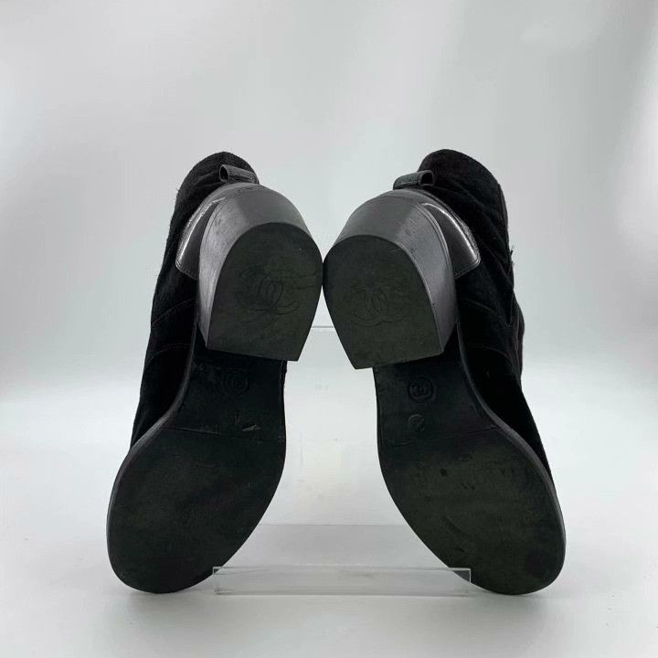 Chanel Chanel Black Lace-Up Block Heel Ankle Boots Size US 6 / IT 36 - 5 Thumbnail