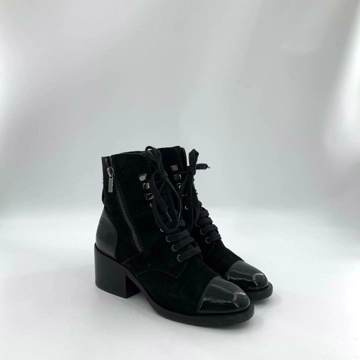 Chanel Chanel Black Lace-Up Block Heel Ankle Boots Size US 6 / IT 36 - 2 Thumbnail