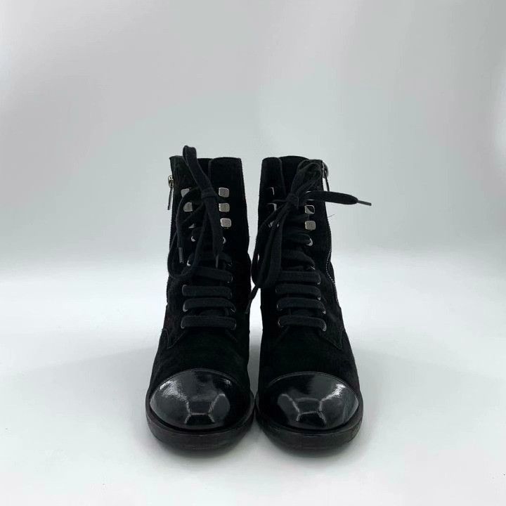 Chanel Chanel Black Lace-Up Block Heel Ankle Boots Size US 6 / IT 36 - 3 Thumbnail