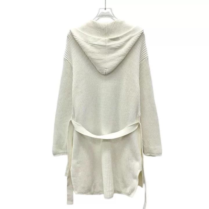 Max Mara Maxmara White Cotton Hooded Belted Cardigan Size L / US 10 / IT 46 - 2 Thumbnail