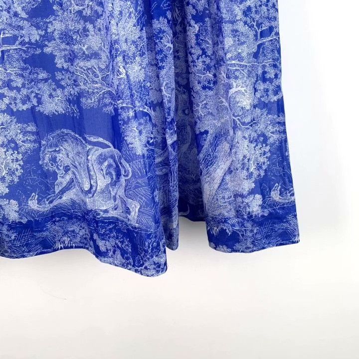 Dior Dior Blue Animal Jungle Print Pleated Skirt Size 40" / US 18 - 4 Thumbnail