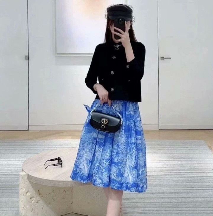 Dior Dior Blue Animal Jungle Print Pleated Skirt Size 40" / US 18 - 7 Thumbnail