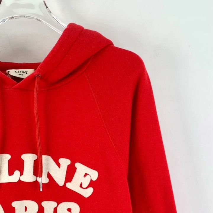 Celine Celine Red Logo Print Hoodie Size S / US 4 / IT 40 - 3 Thumbnail