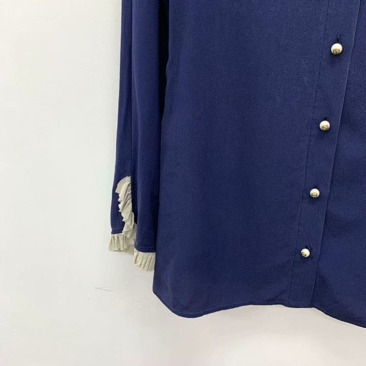 Gucci Gucci 2023 Blue Lace Silk Button-Down Shirt Size S / US 4 / IT 40 - 4 Thumbnail