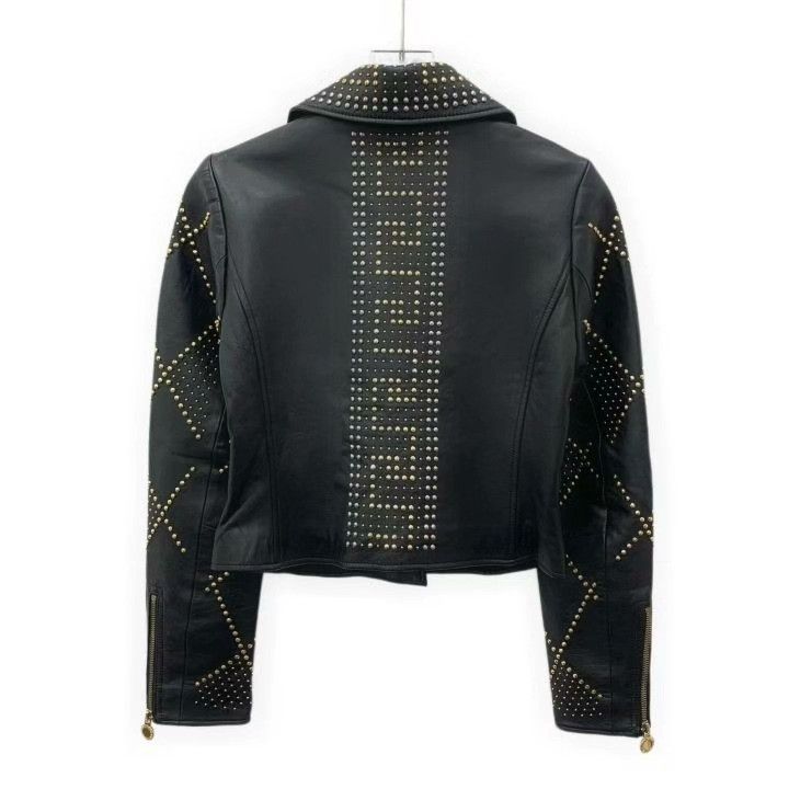Versace Versace Black Rivet Leather Jacket Size XS / US 0-2 / IT 36-38 - 2 Thumbnail