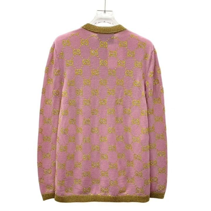 Gucci Gucci Pink Logo Monogram Rhinestone Wool Sweater Size XS / US 0-2 / IT 36-38 - 2 Thumbnail