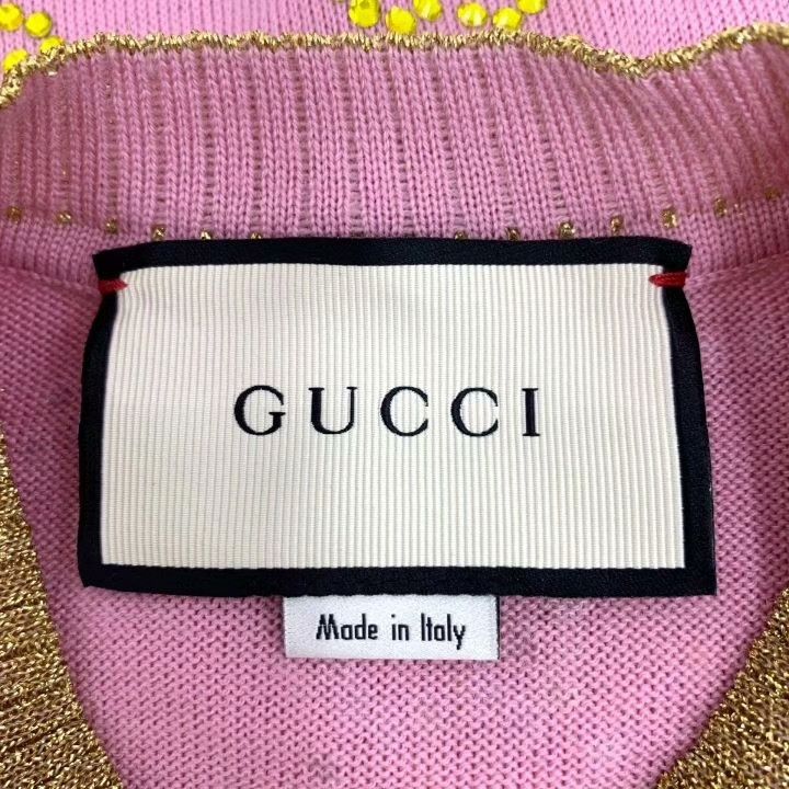 Gucci Gucci Pink Logo Monogram Rhinestone Wool Sweater Size XS / US 0-2 / IT 36-38 - 5 Thumbnail
