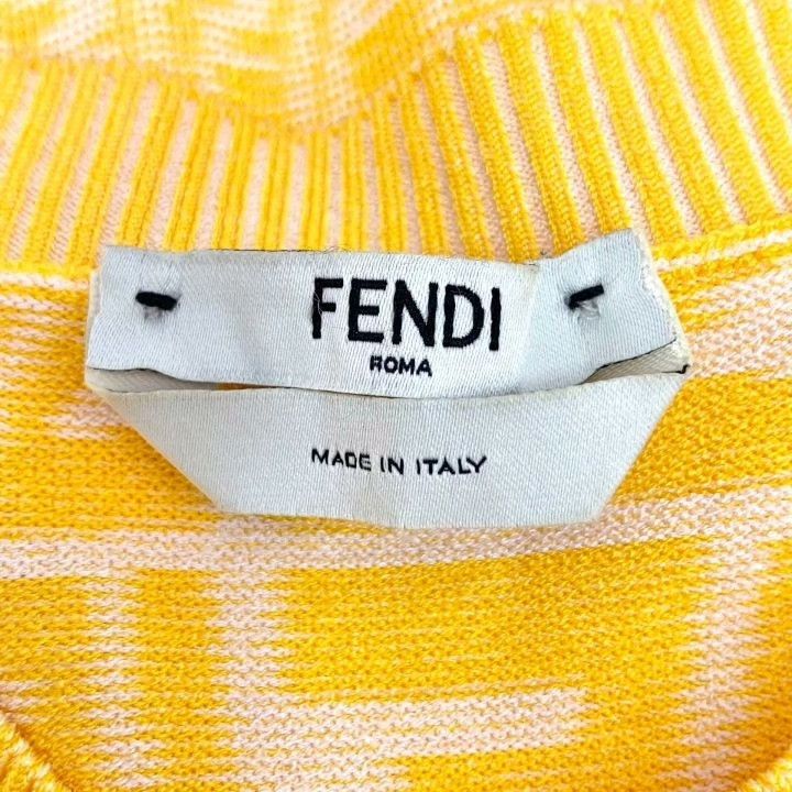 Fendi Fendi Yellow Logo Jacquard Knit Cardigan Size XS / US 0-2 / IT 36-38 - 5 Thumbnail