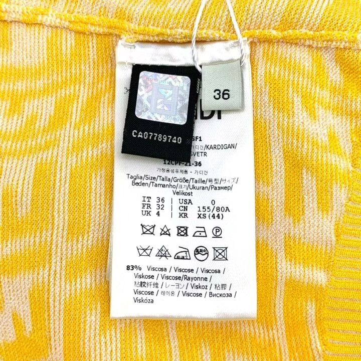 Fendi Fendi Yellow Logo Jacquard Knit Cardigan Size XS / US 0-2 / IT 36-38 - 6 Thumbnail