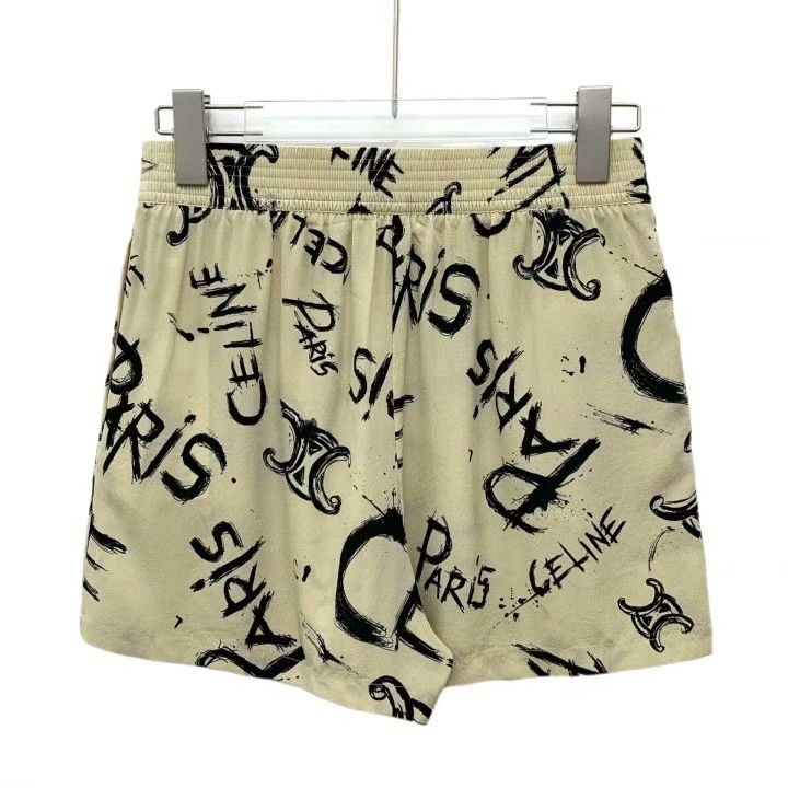 Celine Celine Logo Print Silk Casual Shorts Size 34" / US 12 / IT 48 - 2 Thumbnail