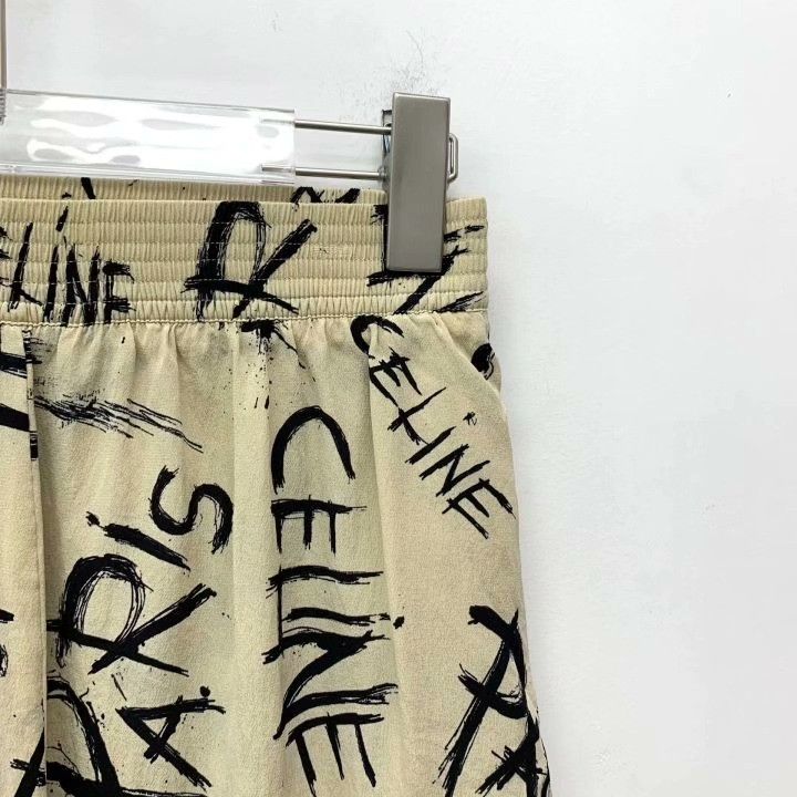 Celine Celine Logo Graffiti Print Silk Shorts Size 34" / US 12 / IT 48 - 3 Thumbnail