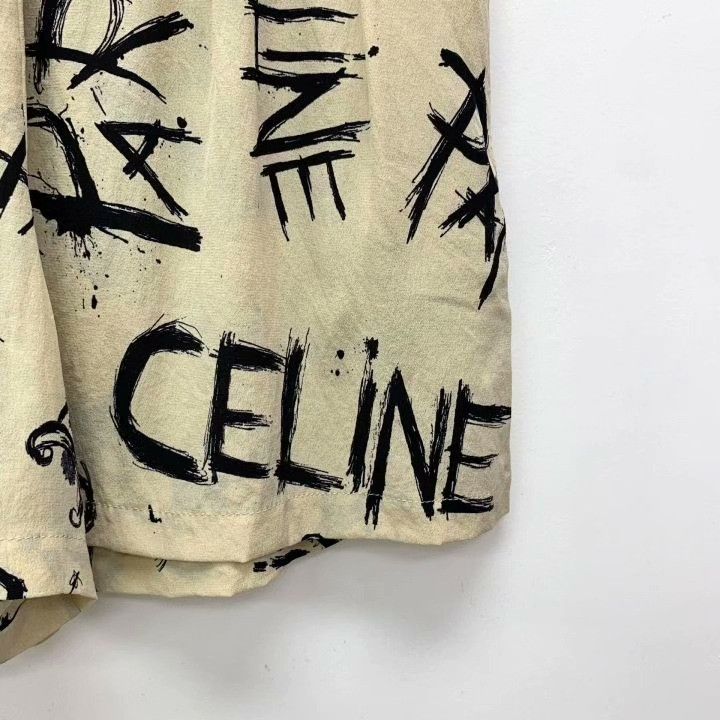 Celine Celine Logo Graffiti Print Silk Shorts Size 34" / US 12 / IT 48 - 4 Thumbnail