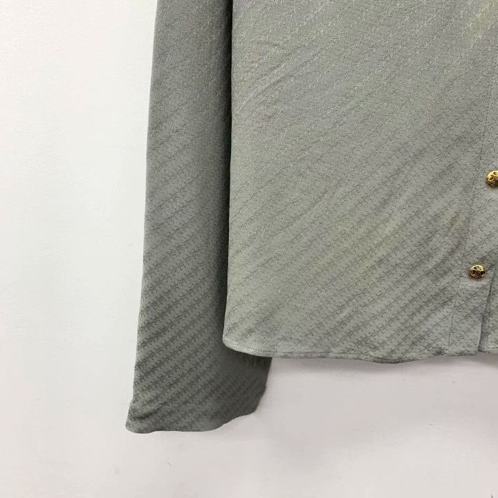 Celine Celine Gray-Green Triomphe Print Silk Shirt Size S / US 4 / IT 40 - 4 Thumbnail