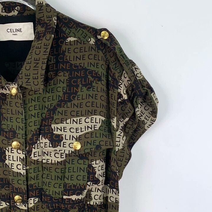 Celine Celine 2022 Camo Logo Silk Dress Size S / US 4 / IT 40 - 3 Thumbnail