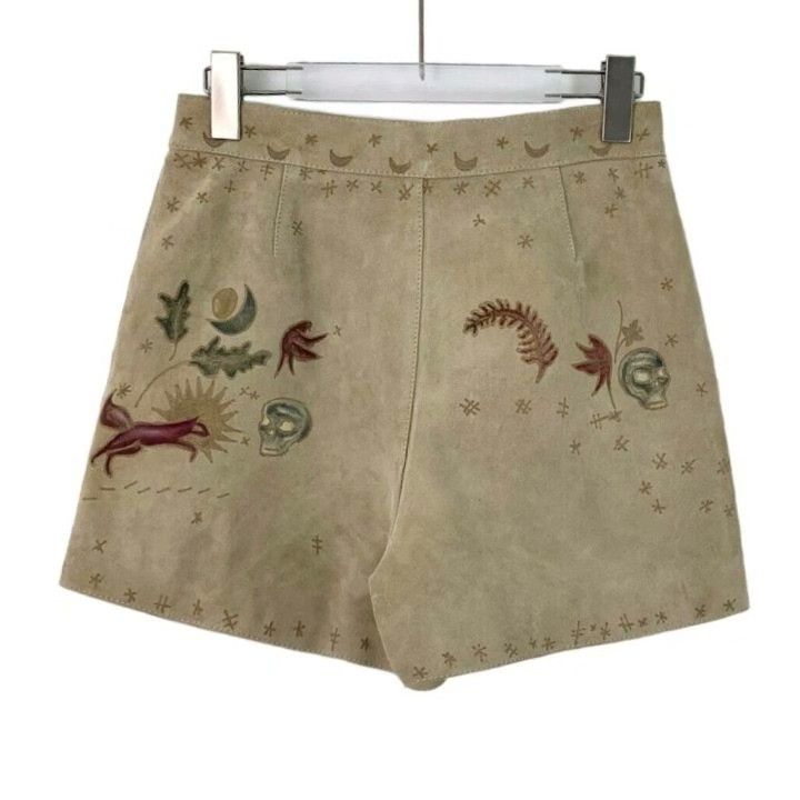 Dior Dior Brown Embroidered Suede Casual Shorts Size 38" / US 16 / IT 52 - 2 Thumbnail