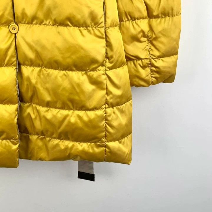 Max Mara Maxmara Yellow Hooded Belted Satin Down Jacket Size S / US 4 / IT 40 - 4 Thumbnail