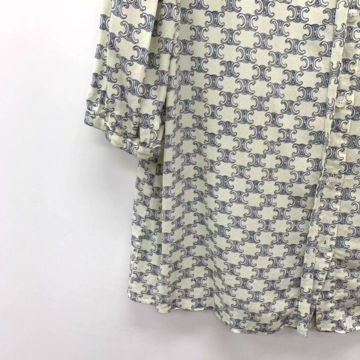 Celine Celine Triomphe Print Silk Short-Sleeve Shirt Size S / US 4 / IT 40 - 4 Thumbnail