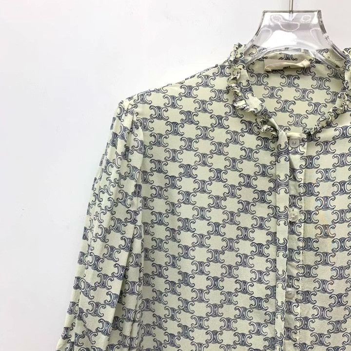 Celine Celine Triomphe Print Silk Short-Sleeve Shirt Size S / US 4 / IT 40 - 3 Thumbnail