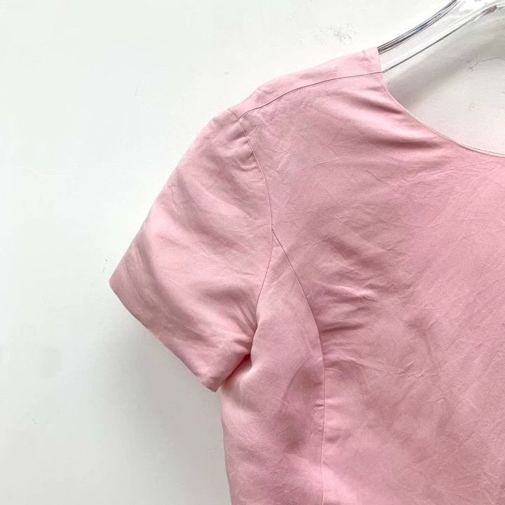 Dior Christian Dior Pink Silk Short-Sleeve Dress Size S / US 4 / IT 40 - 3 Thumbnail