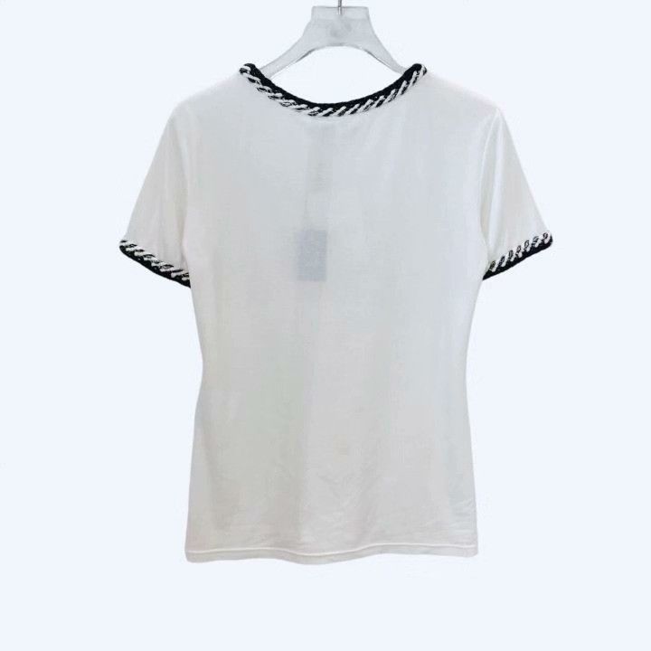Chanel Chanel White Trim Embroidered Cotton T-shirt Size XXS / US 00 / IT 34 - 2 Thumbnail
