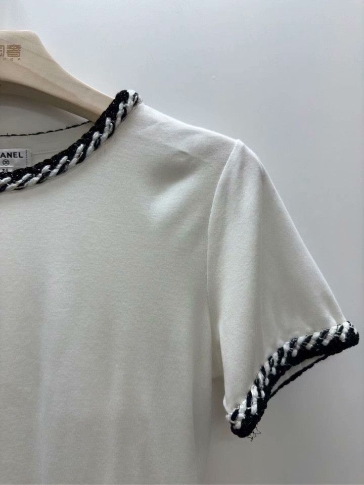 Chanel Chanel White Trim Embroidered Cotton T-shirt Size XXS / US 00 / IT 34 - 4 Thumbnail
