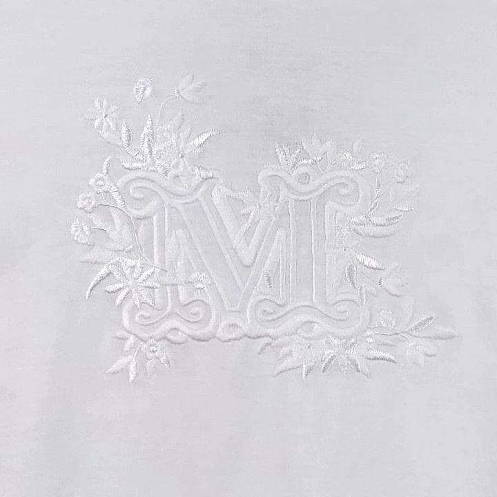 Max Mara Maxmara White Logo Embroidered Cotton T-Shirt Size S / US 4 / IT 40 - 4 Thumbnail