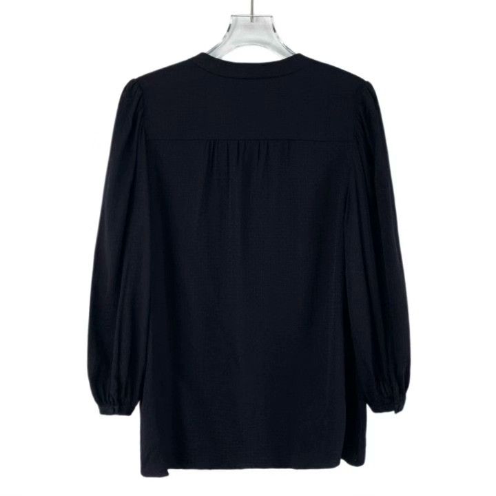 Celine Celine 22 Black Logo Silk Tie-Neck Shirt Size S / US 4 / IT 40 - 2 Thumbnail