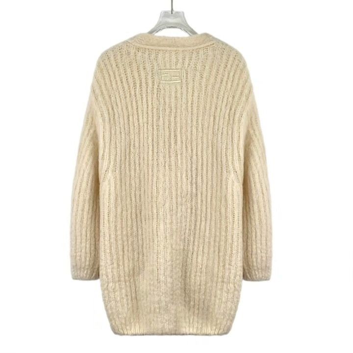 Fendi Fendi Beige Mohair V-Neck Cardigan Size S / US 4 / IT 40 - 2 Thumbnail