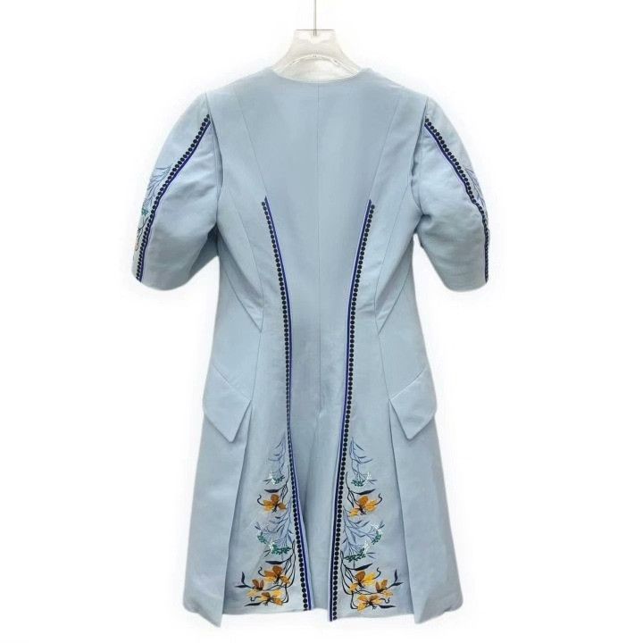 Dior Dior Light Blue Floral Embroidery Cotton Jacket Size XS / US 0-2 / IT 36-38 - 2 Thumbnail