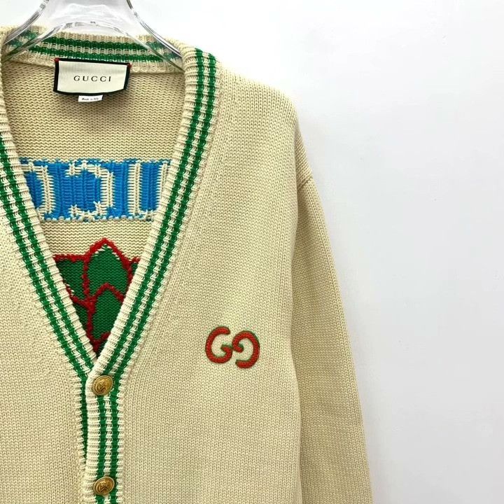 Gucci Gucci 2022 Pineapple Embroidery V-Neck Cardigan Size L / US 10 / IT 46 - 3 Thumbnail