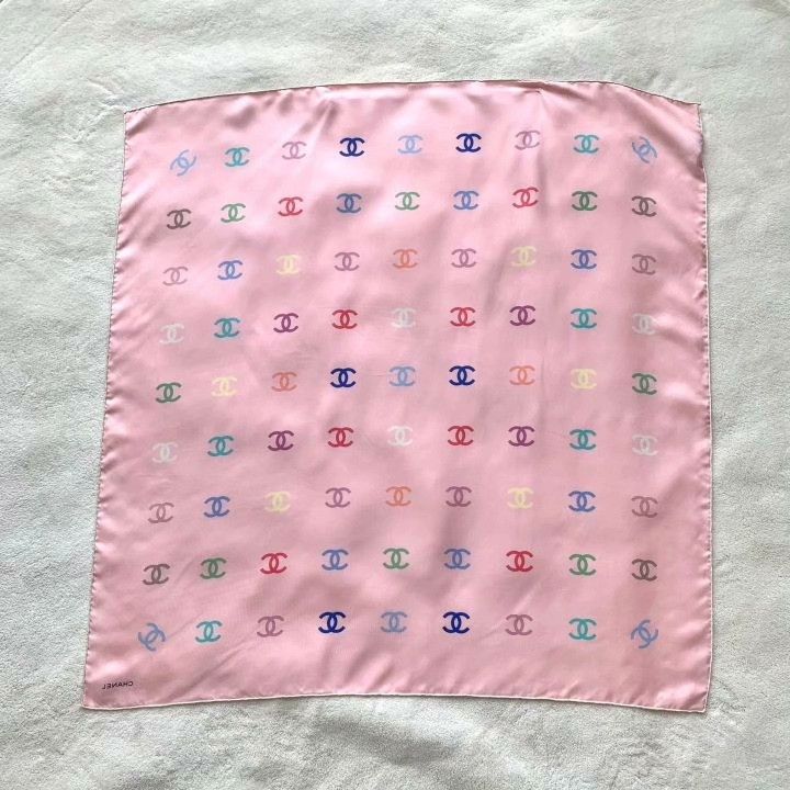 Chanel Chanel Pink Logo Print Silk Scarf Size ONE SIZE - 2 Thumbnail