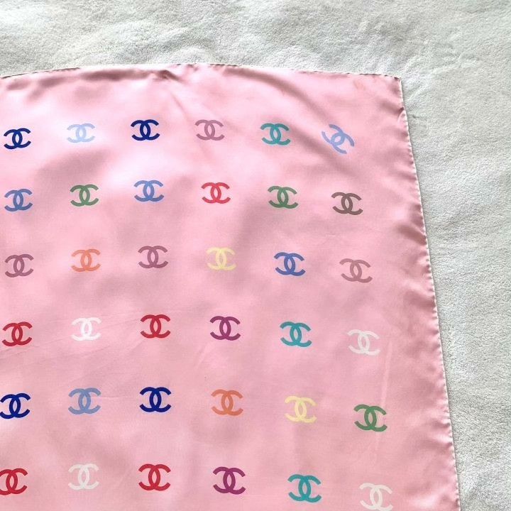 Chanel Chanel Pink Logo Print Silk Scarf Size ONE SIZE - 3 Thumbnail