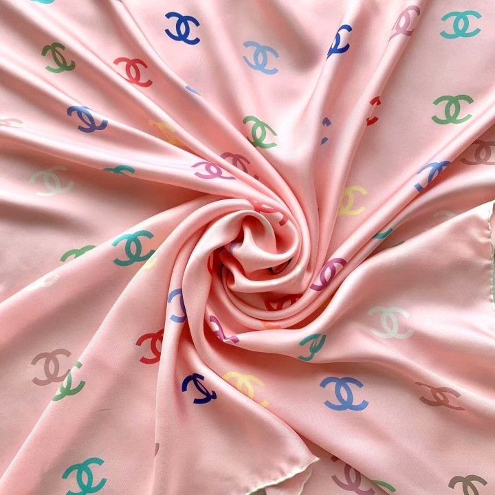 Chanel Chanel Pink Logo Print Silk Scarf Size ONE SIZE - 7 Thumbnail