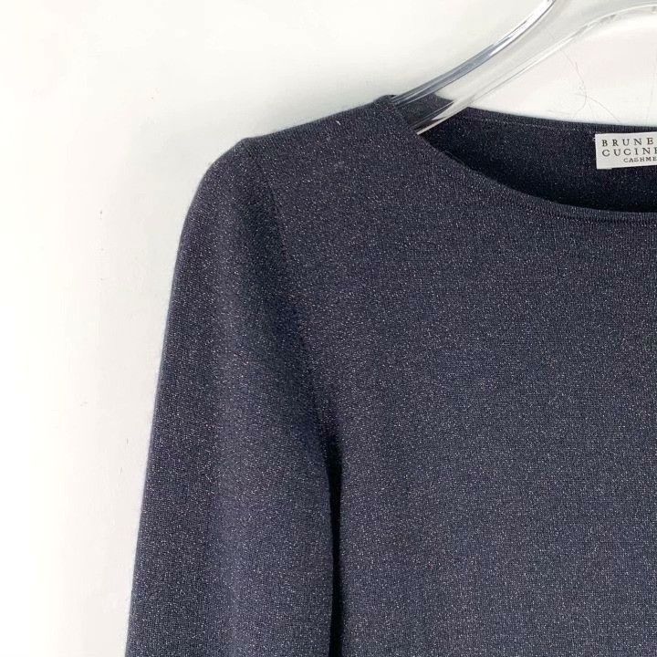 Brunello Cucinelli Brunello Cucinelli Dark Blue Shimmer Cashmere Sweater Size S / US 4 / IT 40 - 3 Thumbnail