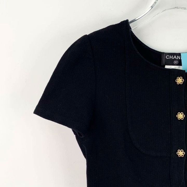 Chanel Chanel Black Gold Button Cotton Cardigan Size S / US 4 / IT 40 - 3 Thumbnail