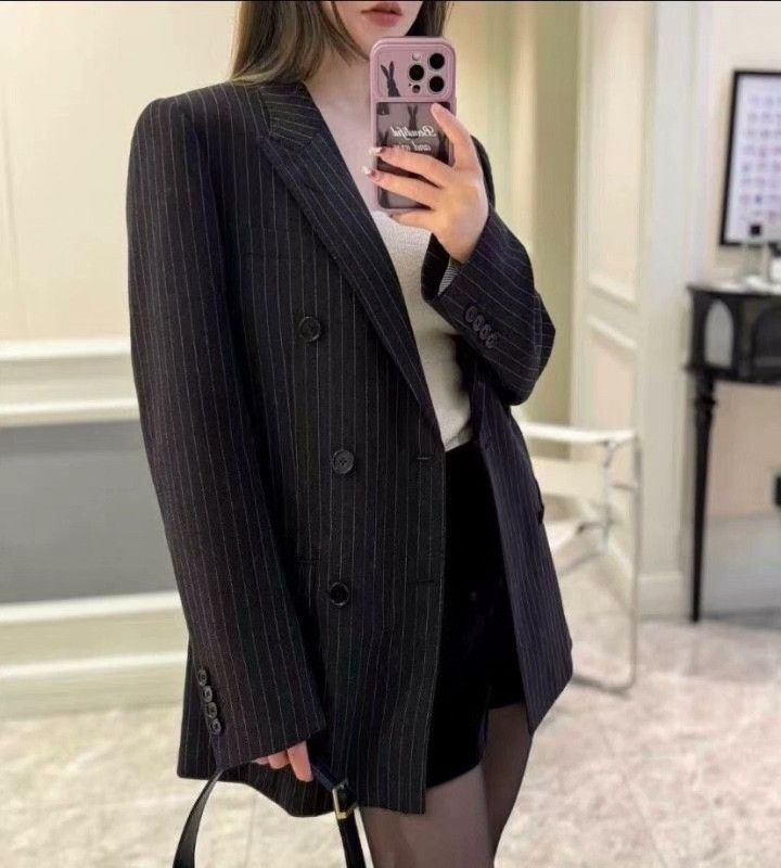 Celine Celine Dark Gray Striped Wool Blazer Size S / US 4 / IT 40 - 8 Thumbnail