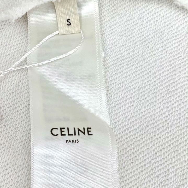 Celine Celine White Logo Checkerboard Beaded Cotton Hoodie Size S / US 4 / IT 40 - 7 Thumbnail