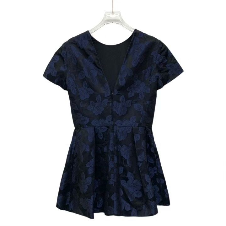 Dior Christian Dior Blue Floral Print Short Dress Size XS / US 0-2 / IT 36-38 - 2 Thumbnail