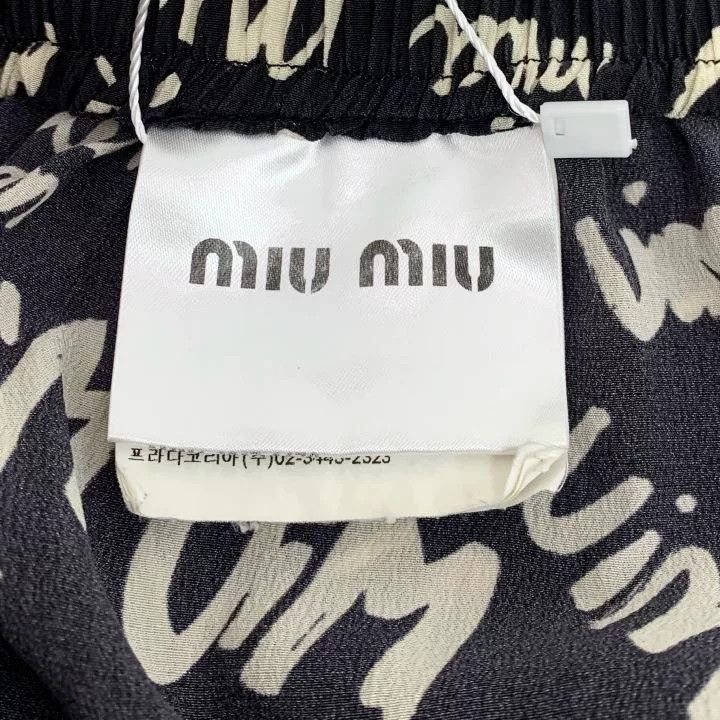 Miu Miu Miu Miu Black Logo Graffiti Silk Skirt Size 36" / US 14 / IT 50 - 6 Thumbnail