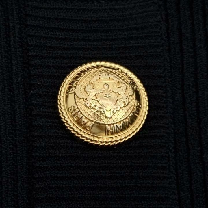 Balmain Balmain Black Gold Button Knit Zip Dress Size XXS / US 00 / IT 34 - 6 Thumbnail