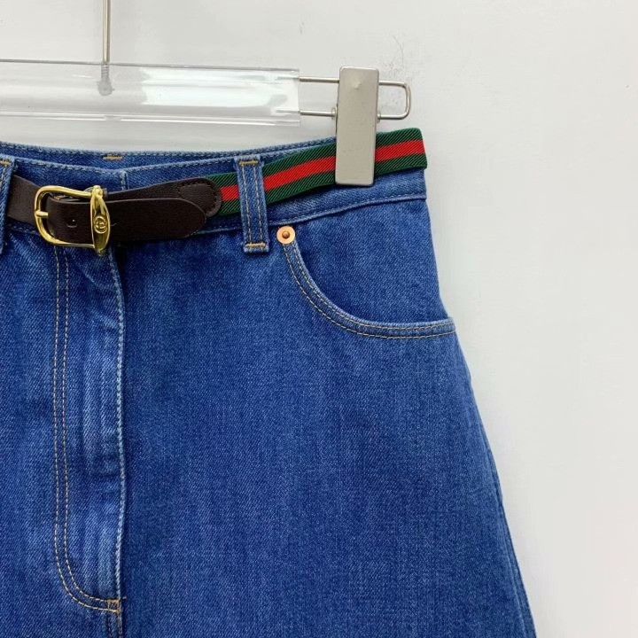 Gucci Gucci Denim Skirt with Striped Belt Size 36" / US 14 / IT 50 - 3 Thumbnail