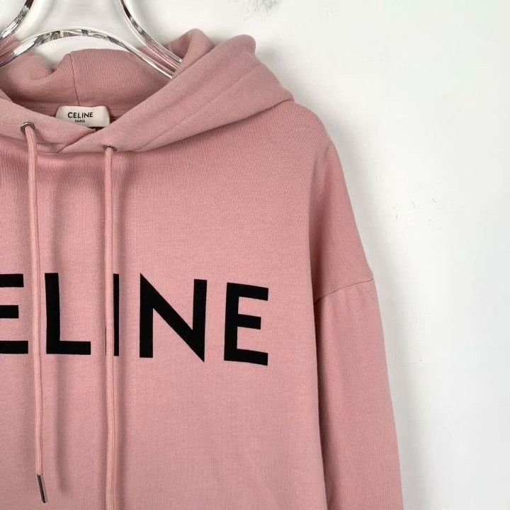 Celine Celine Pink Logo Print Hooded Sweatshirt Size XXS / US 00 / IT 34 - 3 Thumbnail